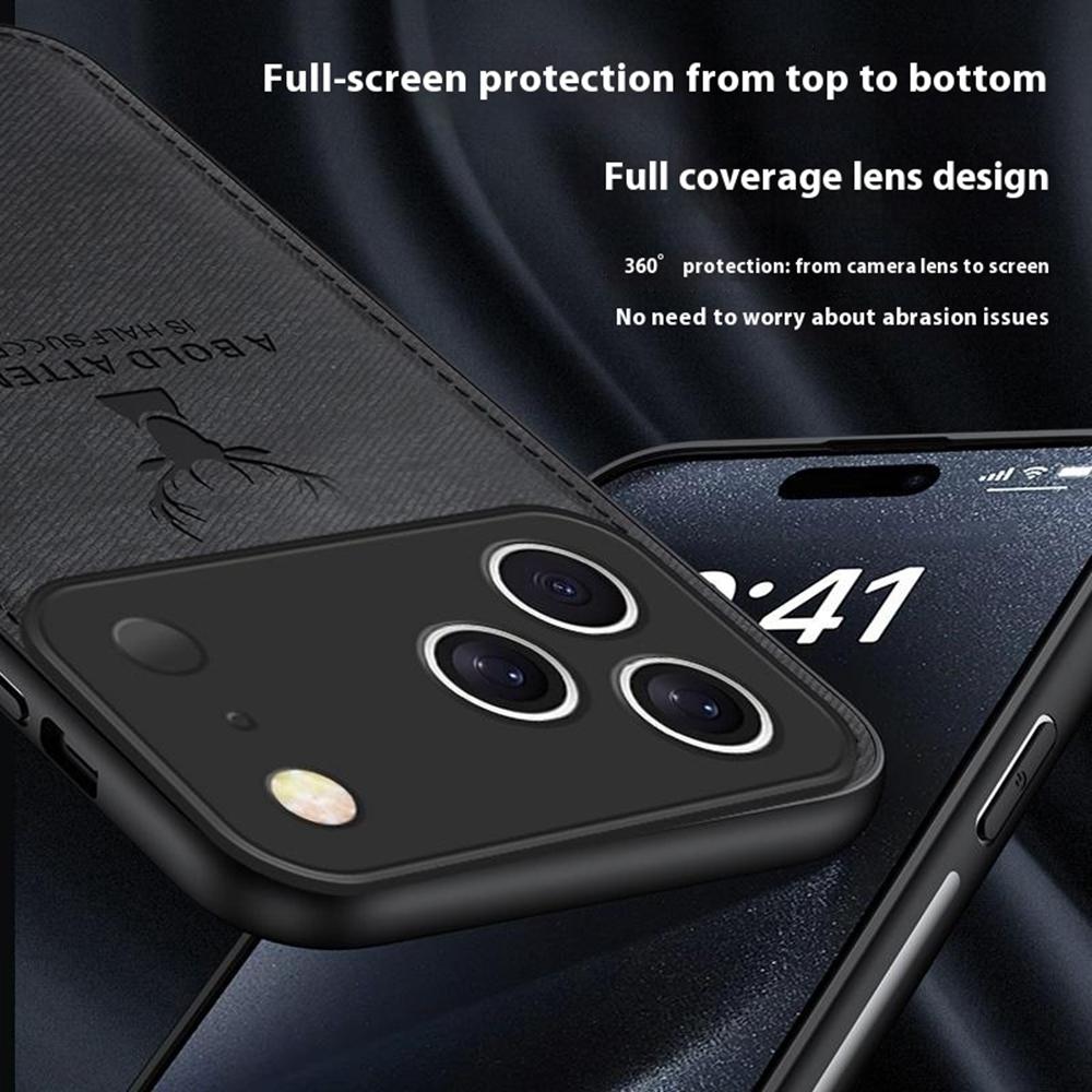 For iPhone 17 Pro Case Deer Pattern Cloth Texture PU + PC + TPU Phone Cover