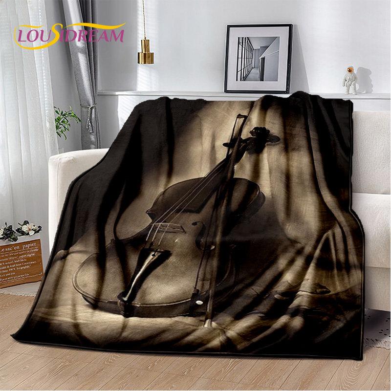 Coperta Morbida in Peluche Strumento Violino Classico Musica, Coperta in Flanella Coperta da Lancio per Soggiorno Camera da Letto Letto Divano Copertura da Picnic