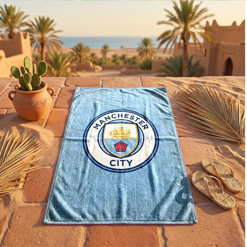 Asciugamano da Spiaggia Tema Manchester City Morbido Asciugatura Rapida?Asciugamano Asciutto Per Vacanze Estive Al Mare Nuoto