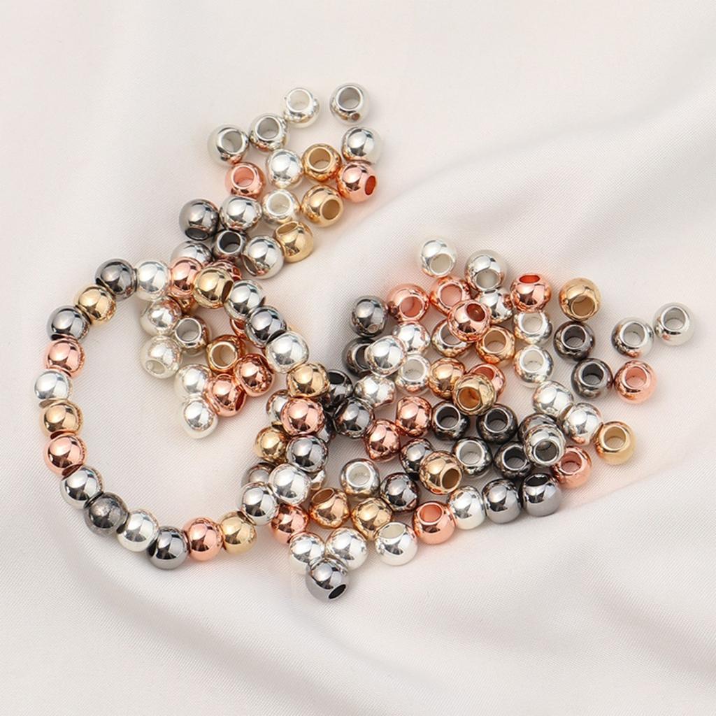 20-100Pcs 4 6 8 10 12mm CCB Round Beads Gold Color Big Hole Spacer Ball Beads For DIY Jewelry Bracelet Necklace Making Wholesale