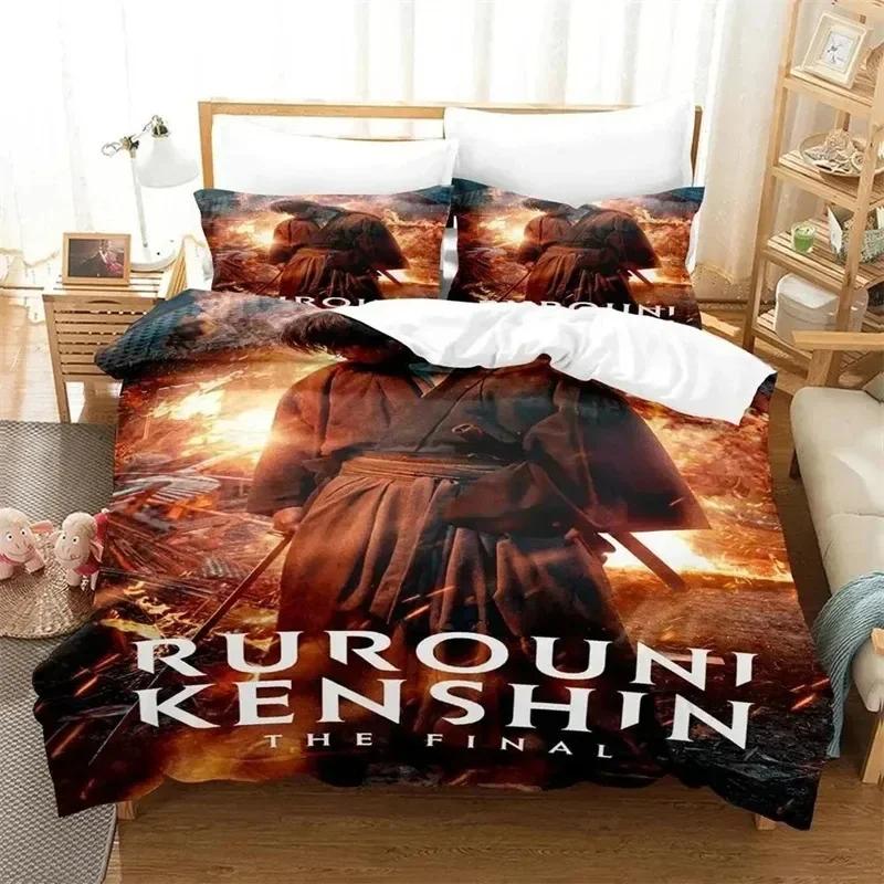 Comforter 3D Printed Anime Rurouni Kenshin Bedding Sets Exquisite Bed Supplies Set Bed Comforter Set Luxury Birthday Gift