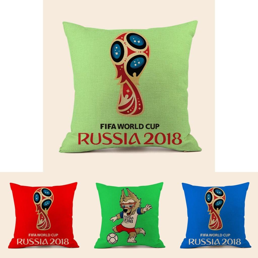 Soccer Fans World Cup 32 Teams Cotton Pillowcase With Emblem For Home Bar Lounge