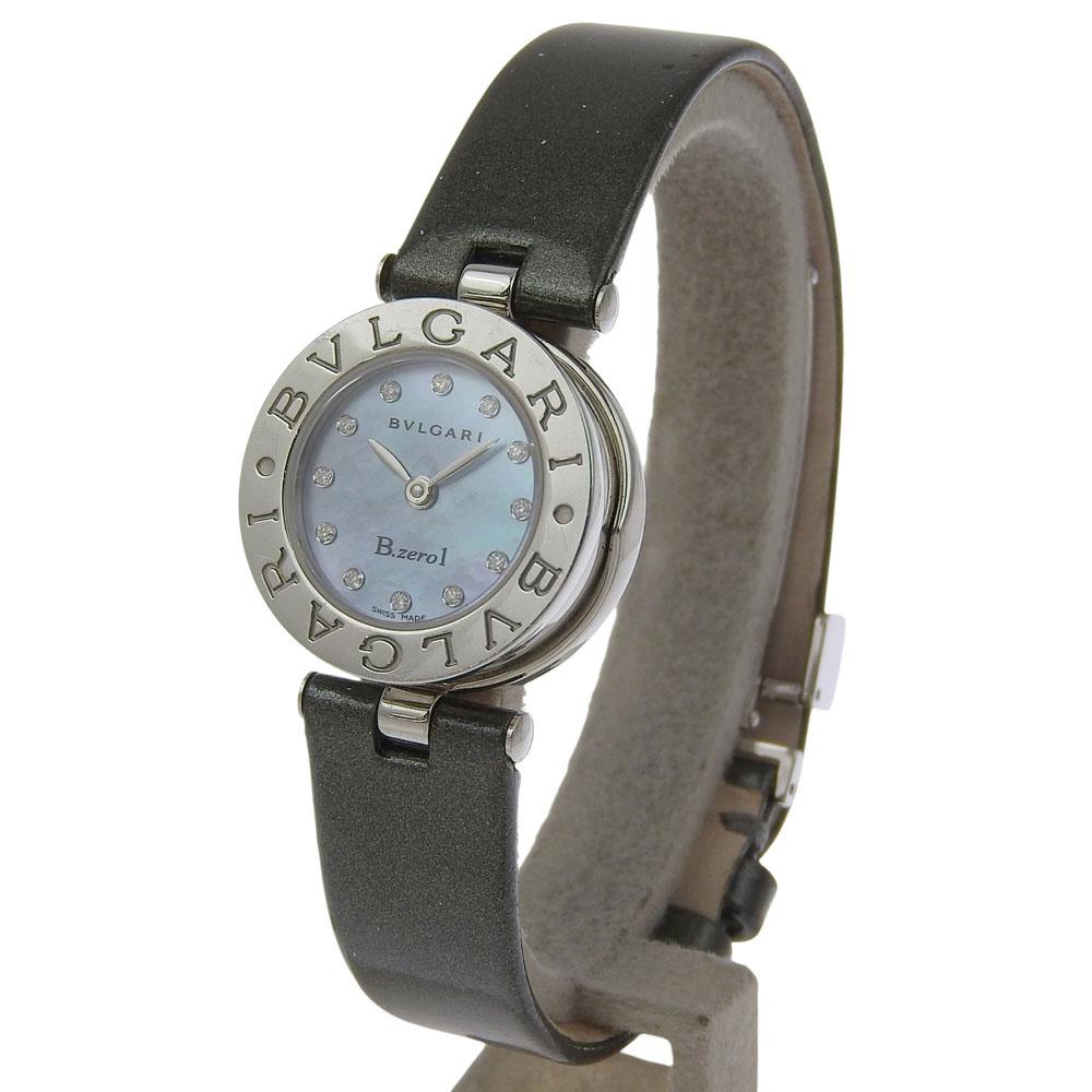 Bvlgari Bzero1 Watches BZ22S B Zero One 12P Diamond Blue shellDial Stainless Steel/leather Quartz Analog Display Women Used