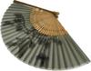 Hanakanzashi Silk Fan with Hawk and Old Pine Japanese 22cm Men's Design, Sumi-e (Ink Painting) Pattern, Gray,