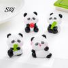 Cute Desk Accessory 2 Pcs Mini Panda Figurines Resin Statues DIY Miniature Decor Cake Toppers for Fairy Garden Micro Moss Landscape Office Home