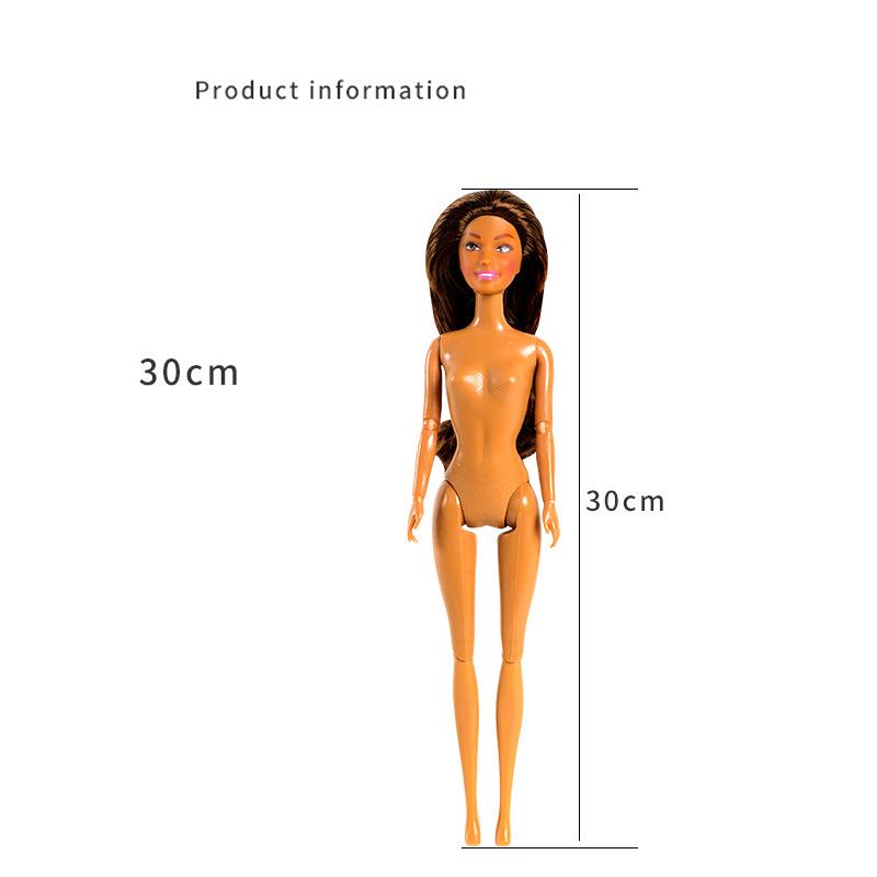 30cm Black African Nude Doll Girls DIY Dress Up Toys 1/6 Wheat Skin Joints Movable European Fashion Supermodel Doll Girls Gifts