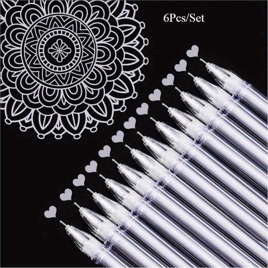 

6pcs/Set White Golden Silvery Gel Pens, 0.5mm Extra Fine Point Pens Gel Ink Pens for Black Paper Drawing, Sketching