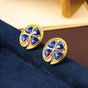 Vintage Sapphire Niche Petal Stud Earrings for Women