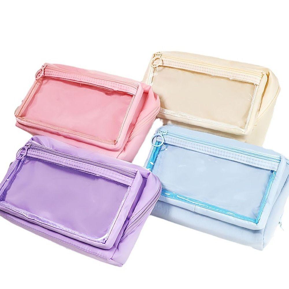 Folding Pen Holder Design Pencil Case Clear Front Window Stationery Storage Pouch  for Student Gift