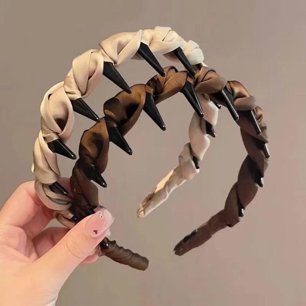 Wave Pattern Women's Satin Hairband Adjustable Toothed Headband Wrapped Hair Hoop  Hair Accessories