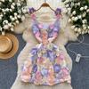 women's 3D Floral Applique Mesh Slip Dress
