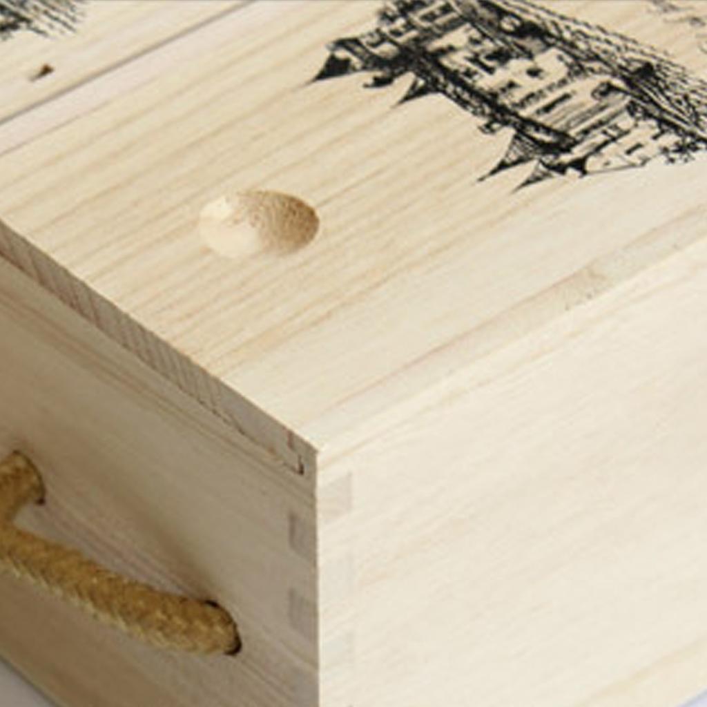 Single Bottle Wooden Wine Box with Lid Decorative Wood Grain Reusable Wine Storage Box