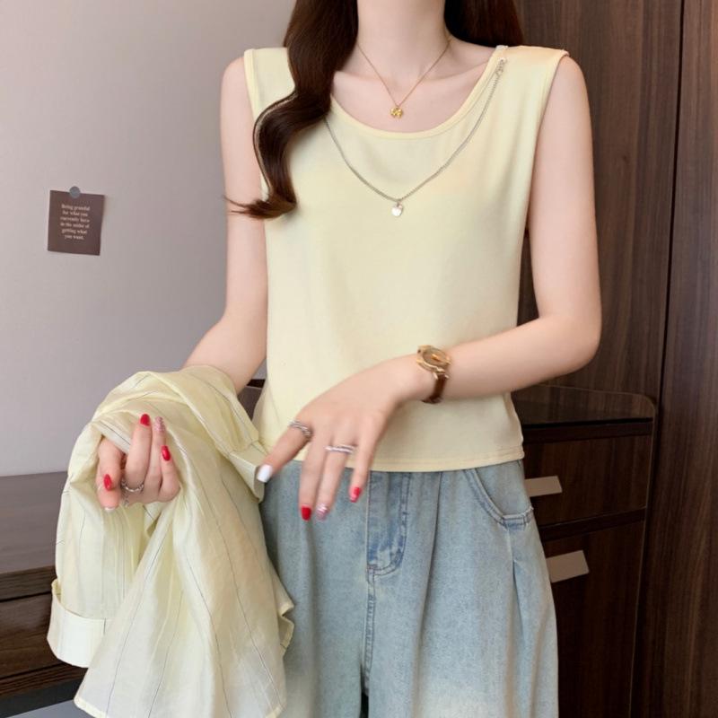 

Plus Size Korean Style Slimming Two-Piece Set: Vest & Short Sleeve Lapel Shirt 2XL жёлтый