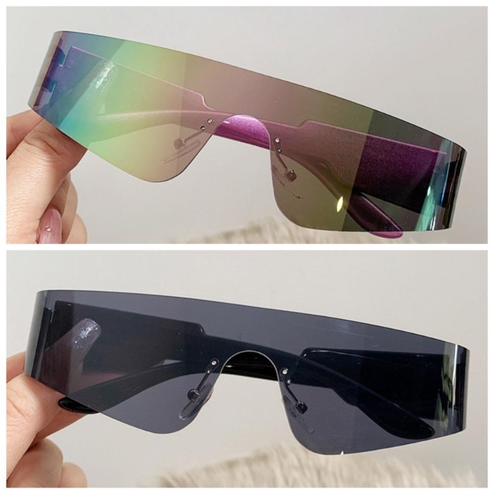 2 PCS Rimless One-pieces Women Sunglasses Men Fashion Y2k Mirror Shades Eyewear Ins Popular Brand Design UV400 Sun Glasses