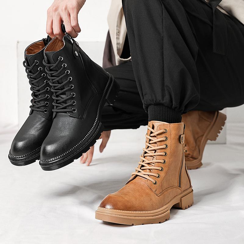 Brand Leather Men Ankle Boots Outdoor Fall Winter Mens Casual Shoes Designer Luxury Male Warm Work Boots Classic Handmade Boots
