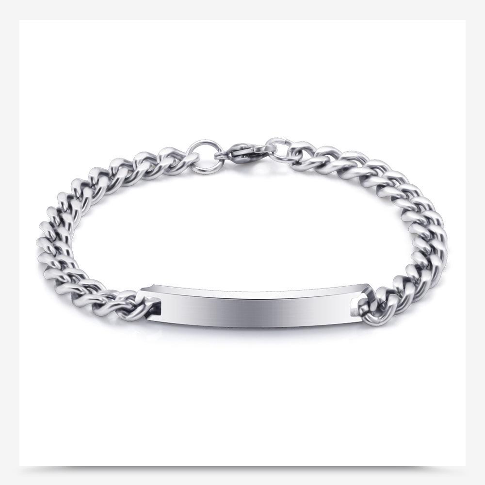 Engravable Titanium Steel Couples Bracelet – Sleek Long Strip Design for Men and Women