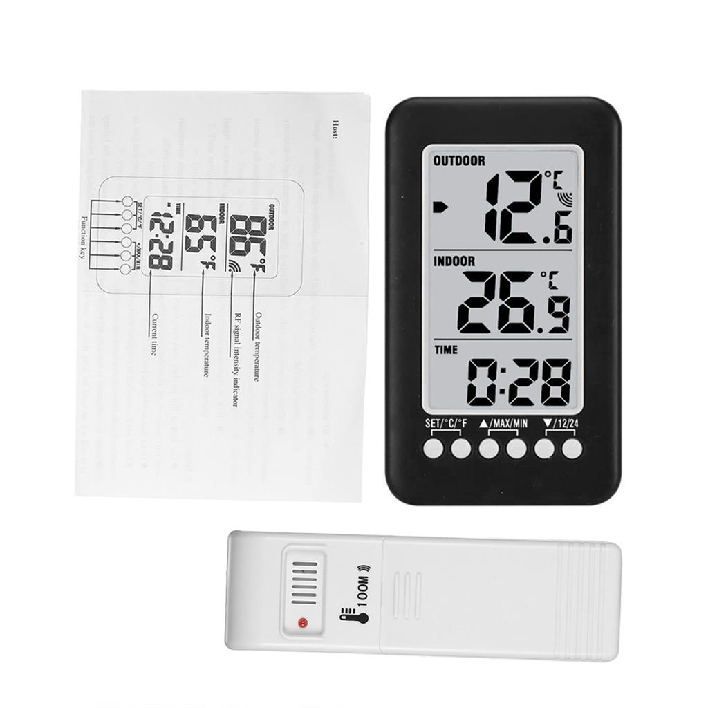 Digital Meter LCD ℃/℉ Digital Wireless Indoor/Outdoor Thermometer Clock Temperature Meter With Transmitter Testing Tool