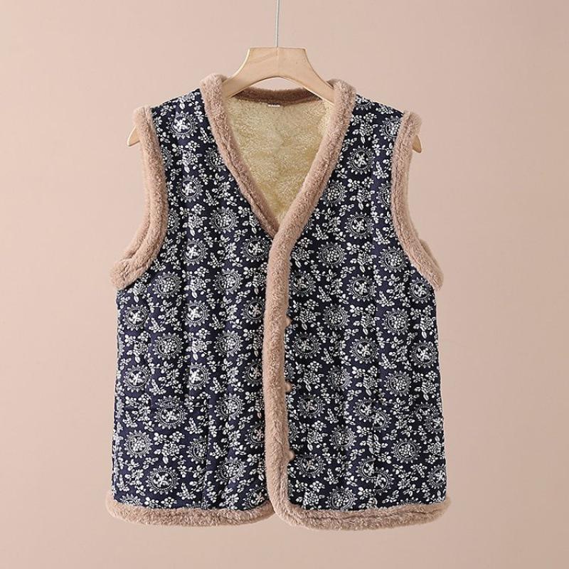 

Теплые жилеты на бархатной подкладке для женщин среднего и пожилого возраста — идеально подходят для осени и зимы 2XL for 105-120 lbs синий