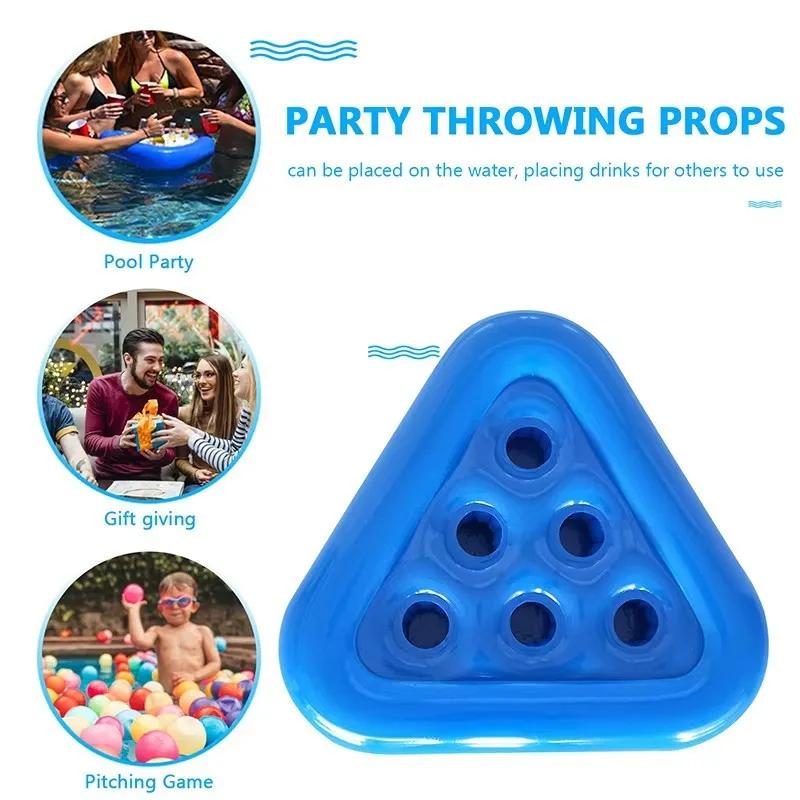 Beach Water Swimming Pool Inflatable Triangular Cup Holder, Six Hole Beer Tray, Beverage Cup Mat, Party Throwing Toy