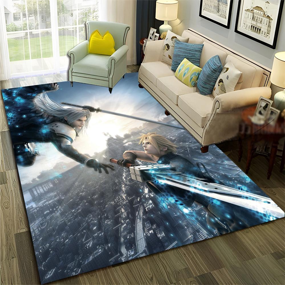 3D Final Fantasy Spiel Gamer FF14 HD Teppich für Zuhause Wohnzimmer Schlafzimmer Sofa Fußmatte Dekor, Kinderbereich Teppich Rutschfeste Bodenmatte