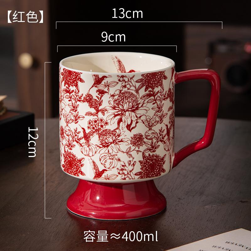 

Creative Retro Ceramic Tall Mug Home Breakfast Cup Coffee Cup Milk Tea Cup Office Tea Cup Drinking Cup 301-400ml червоний