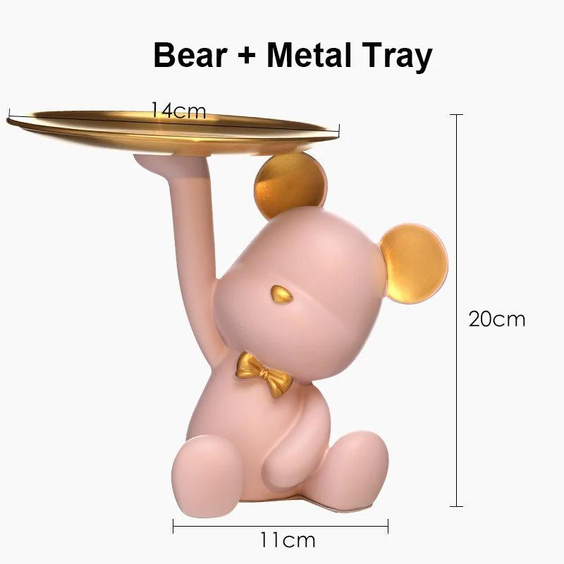 Bear Tray Sculpture Bear Figurines Porch Key Storage Candy Snacks Container Resin Desktop Ornament Living Room Home Decor Gifts