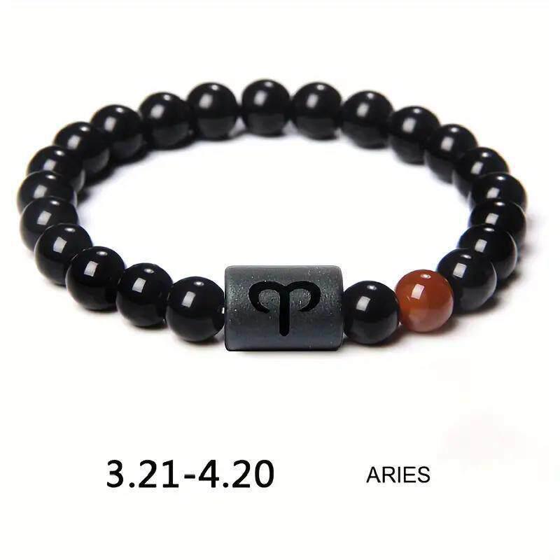 Twelve Constellations Elastic Bracelet with Tiger Eye and Agate Beads