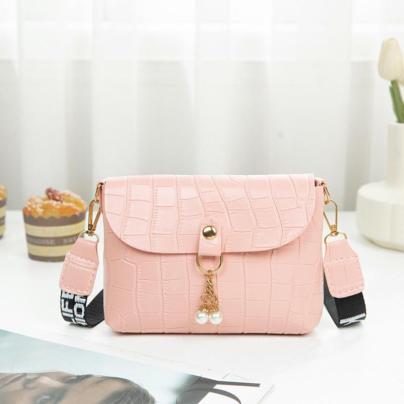 Women's Bag Summer New Crocodile Pattern Pearl Hanging Simple Small Square Bag Casual Mobile Phone Bag