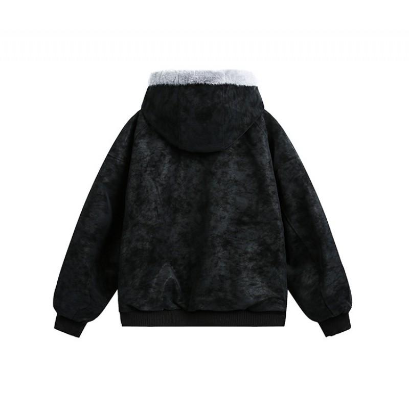 Unisex Winter Dicke Fleece-gefütterte Baumwolljacke Mit Kapuze Warmer Übergroßer Parka In Einfarbig Herren Damen