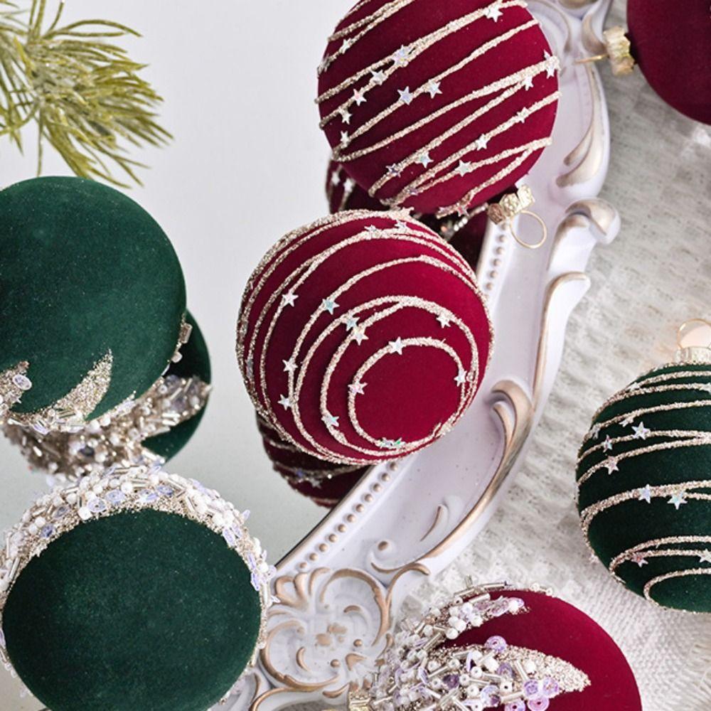 Flocking Christmas Tree Ornament Plastic Painted Ball Christmas Decorations New Year