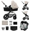 Poussette 3 En 1 Combinée Kinderkraft MOOV2 AIR, Système De Voyage De La Naissance À 27 Kg, Siège Auto Mink PRO I-Size Inclus, Gris