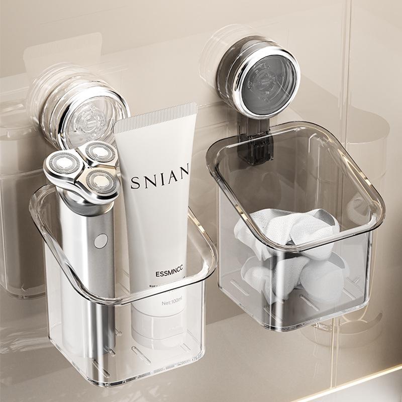 

Punch-Free Wall-Mounted Bathroom Storage Rack with Suction Cup