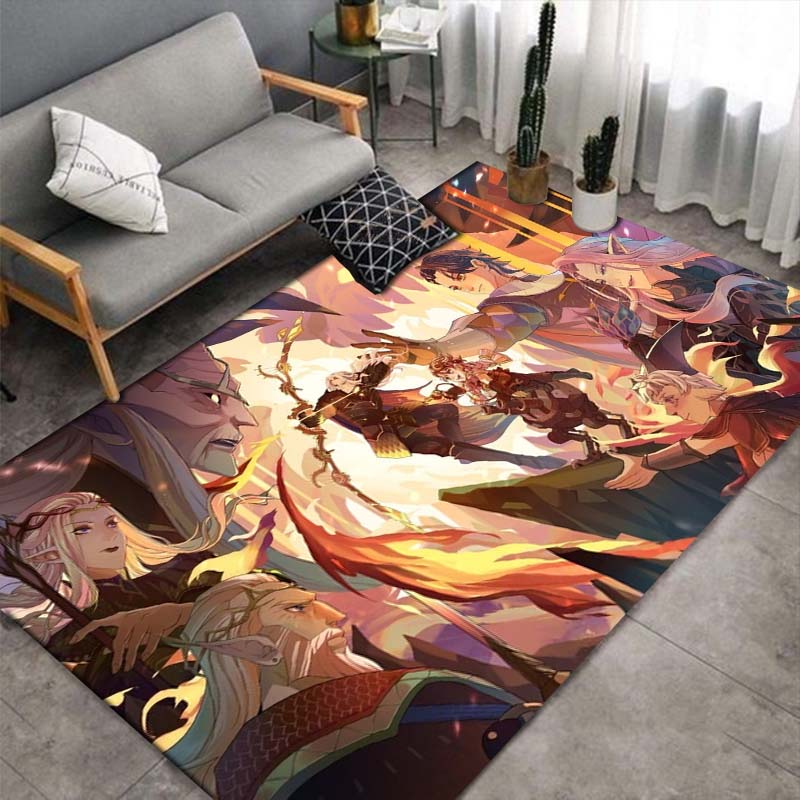 AFK Journey Game Characters Area Rug, Fantasy Anime Print Non-Slip Floor Carpet for Bedroom