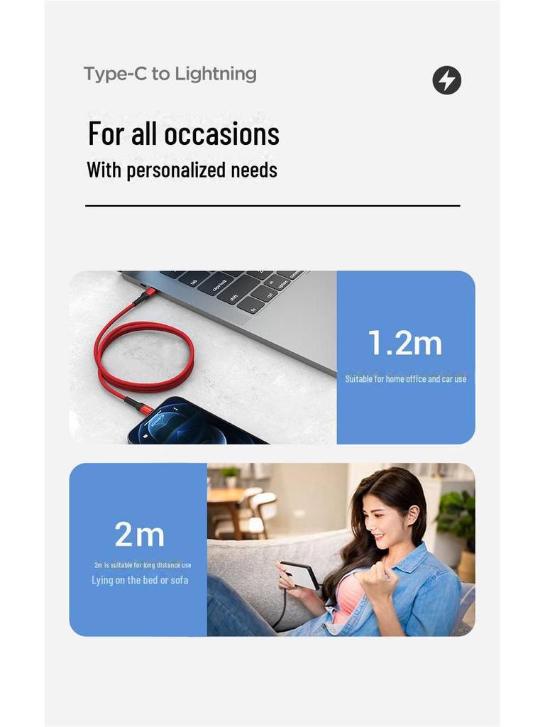 PISEN Fast Charging PD Cable for iPhone 11/12/13/Pro/Max/XS.