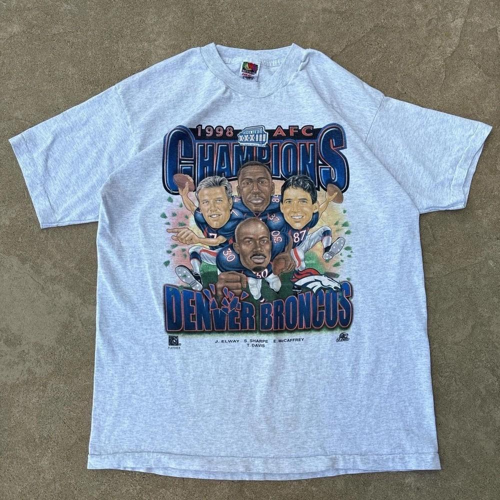 Rare 1998 Denver Broncos AFC Champions Sport Gray  Reprint Unisex T-Shirt XXXXL