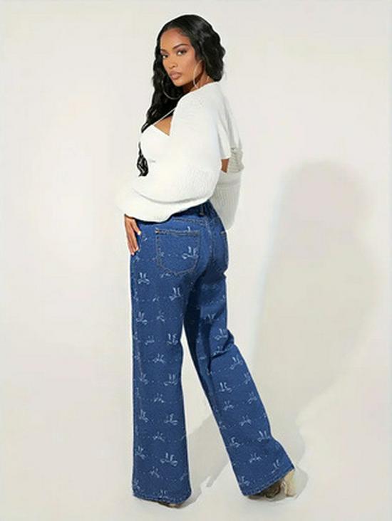 

Women s High-Waist Butterfly Print Stretch Wide-Leg Jeans Extra Large