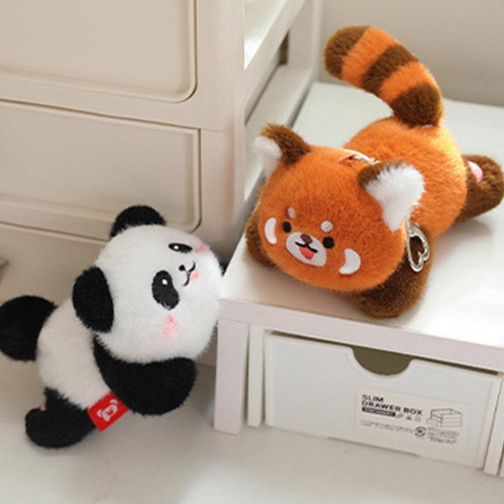 Rotating Tail Panda Doll Pendant Animal Raccoon Plush Keyring Panda Plush Keychain  Best Gifts
