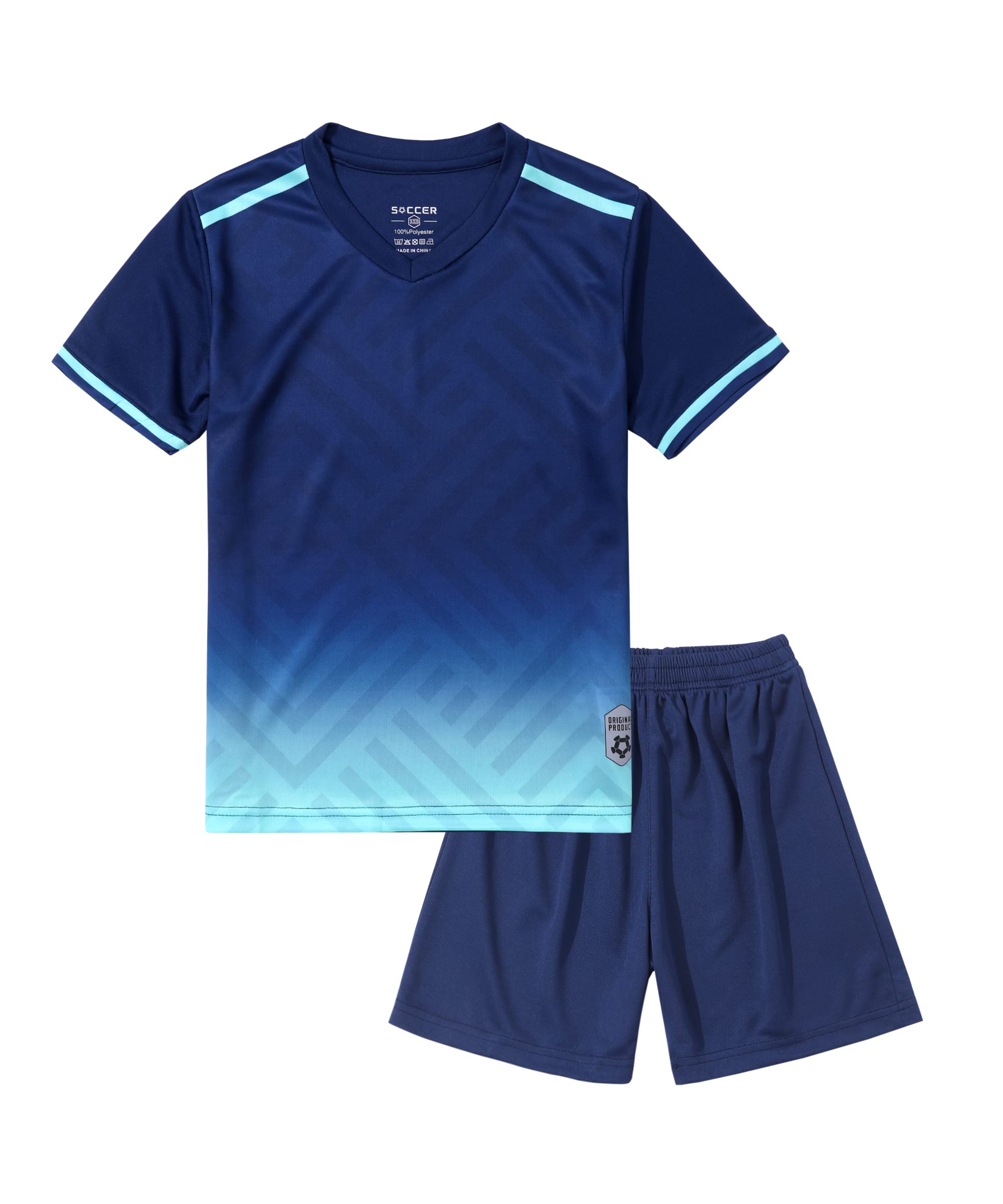 

Hiheart Junior Training Wear Summer Short Sleeves and Size 140cm Kids Soccer/Futsal Set, Boys Wear, Shorts, Navy,