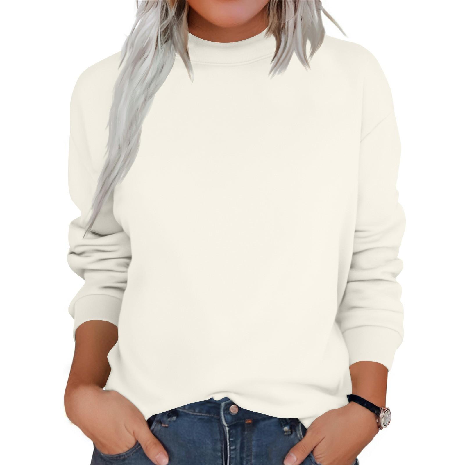 

Женский модный однотонный флисовый утолщенный топ с длинными рукавами L белый