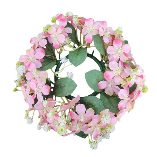 

Yousheng Artificial Wildflowers Candle Ring Wreath Small Flowers Pillar Candle Holder for Farmhouse Spring Wedding Home Tabletop Decoration