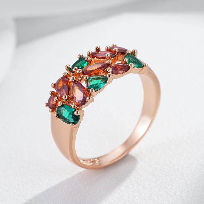 Shiny Natural Zircon Bride Wedding Rings For Women Trend  Rose Gold Color Daily Fine Jewelry Best Crystal Gift