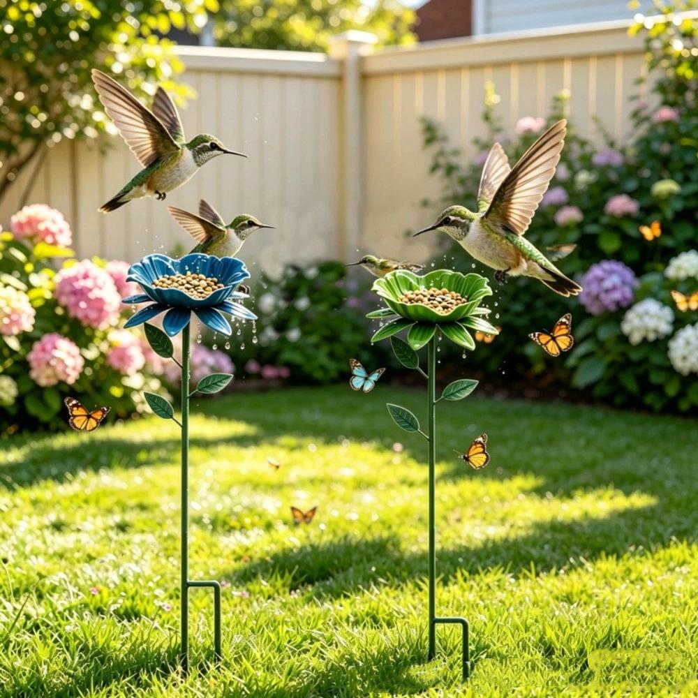 Handcrafted Metal Garden Birdbath Weather Resistant Bee Watering Station Lawn Decor