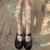 Lolita Summer Thin Girls Stockings Girls Summer JK Black White Calf Socks Japanese Lace Bow Hollow Mid-thigh Tignts Long Socks