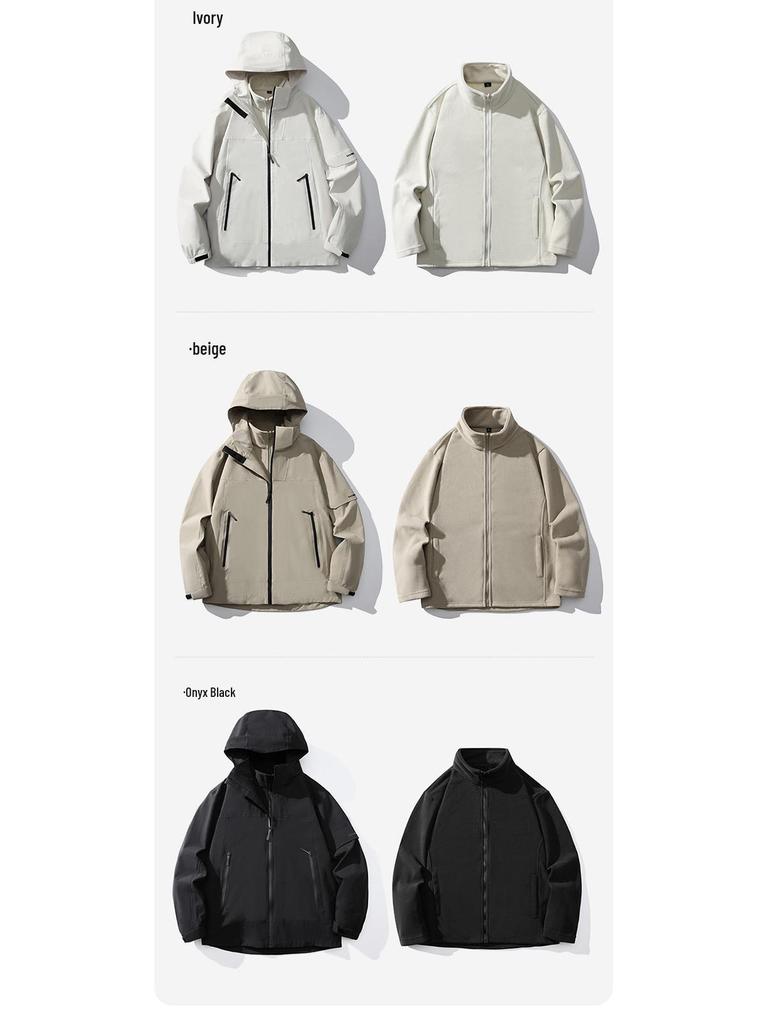 Men's Windproof Three-in-One Fleece Ski Jacket - Wear-Resistant, Heat-Sealed Winter Outerwear