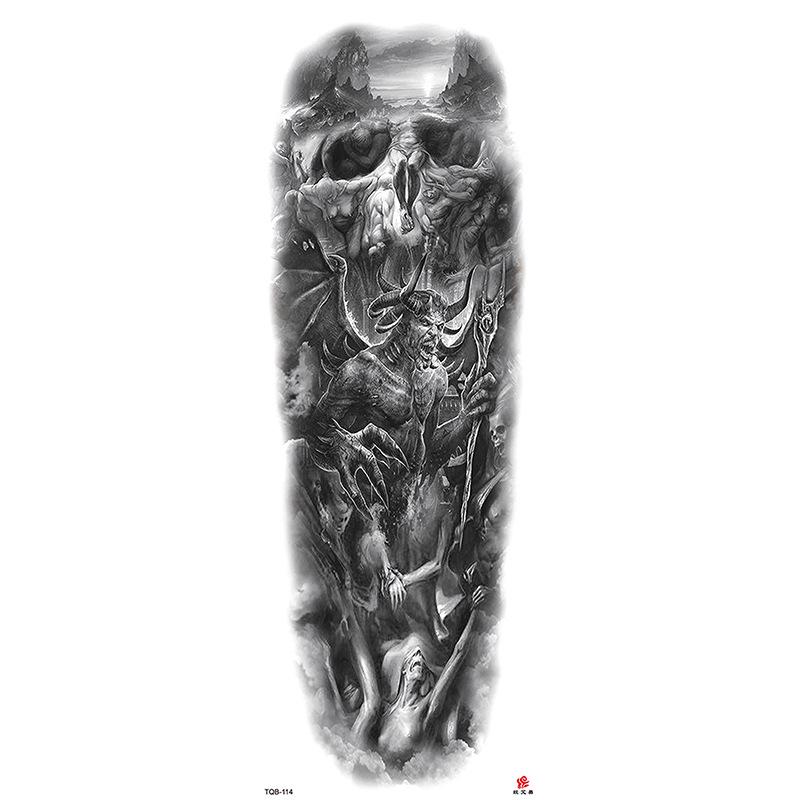Waterdichte tattoo stickers voor de hele arm: Jezus, Maagd Maria, Kroon, Leeuw-ontwerp
