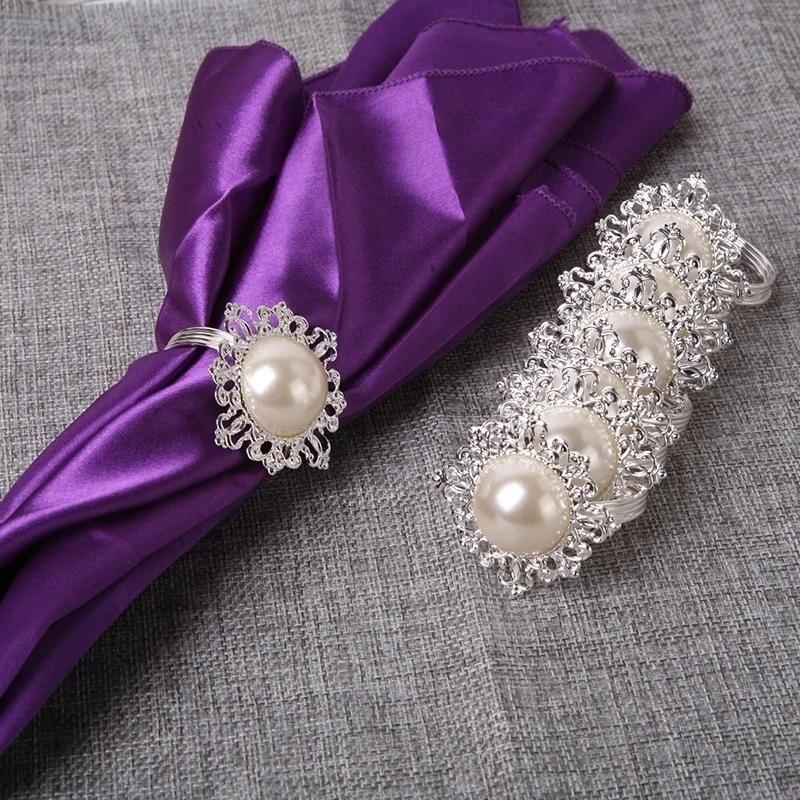 1Pcs Pearl Napkin Ring Serviette Holder Wedding Banquet Dinner Decor Favor Accessories Supplies Gifts Household Table Decoration
