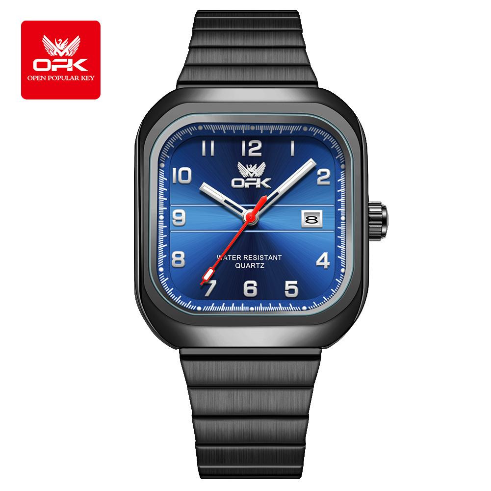 OPK brand digital engraved luminous waterproof single calendar men's watch quartz watch 6040