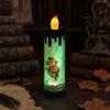 Electronic Candle Light, Fun Halloween Spooky LED Candle, 3-Color Flickering Realistic Flame Safe Battery Light for Party Decor Desktop Ornament