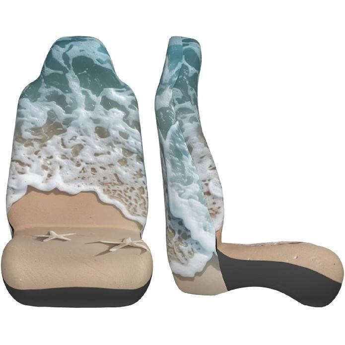 Beach Starfish Print Car Seat Covers For Women Men Ocean Theme Car Seat Cushion Bucket Seat Protector Fits For Car SUV Sedan Truck Universal Auto