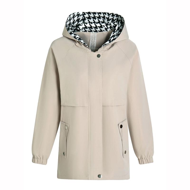 Spring Autumn Hooded Trench Coat Fashion Casual Women Windbreaker Mid Length Outwear Mother Coats